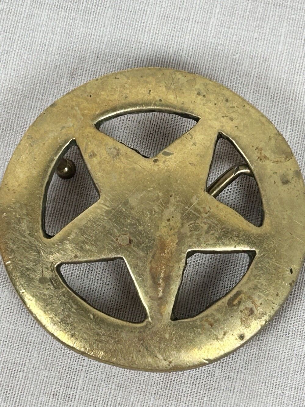 Vintage Solid Brass Star Western Americana Belt Buckle Taiwan